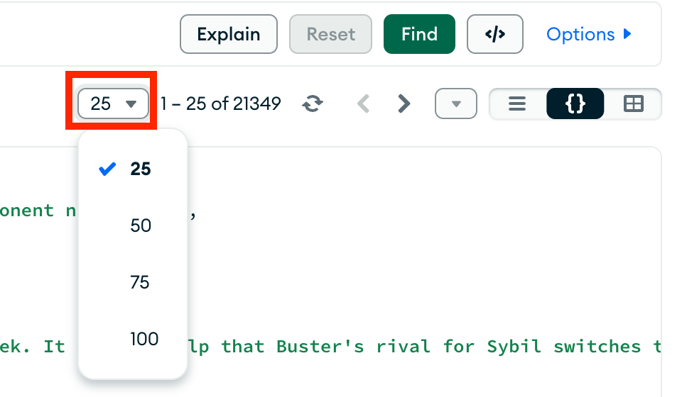 Documents per page selector