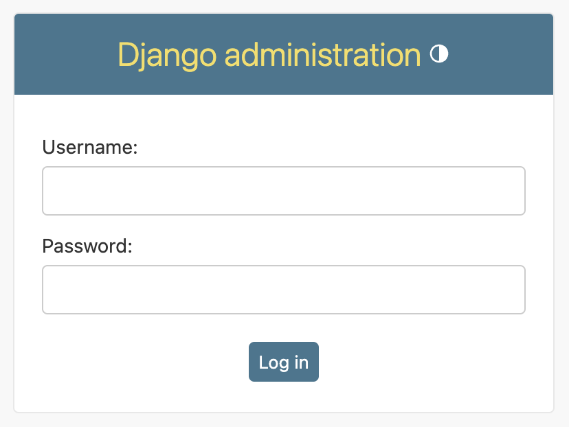The login screen on the Django admin page.