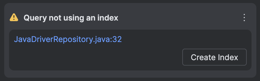 Index warning in the IntelliJ Plugin.